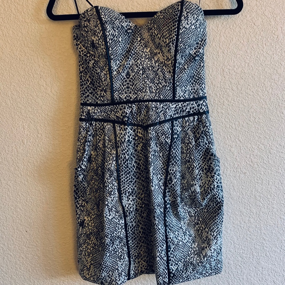 Mini Strapless Snake Print Dress